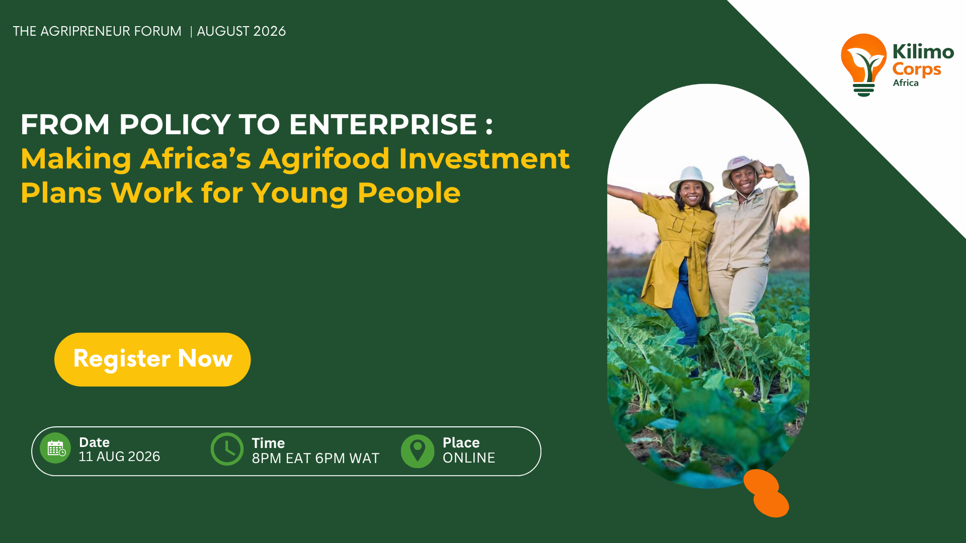 Official poster for the August 2026 Agripreneur Forum, From Policy to Enterprise